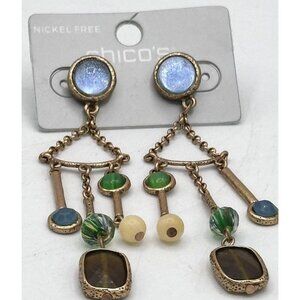 Chicos Chandelier Drop Earrings Multi Color Dangling NWT 3 Inch